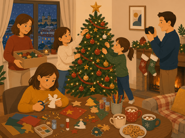 Decorating the House for Christmas as a Family